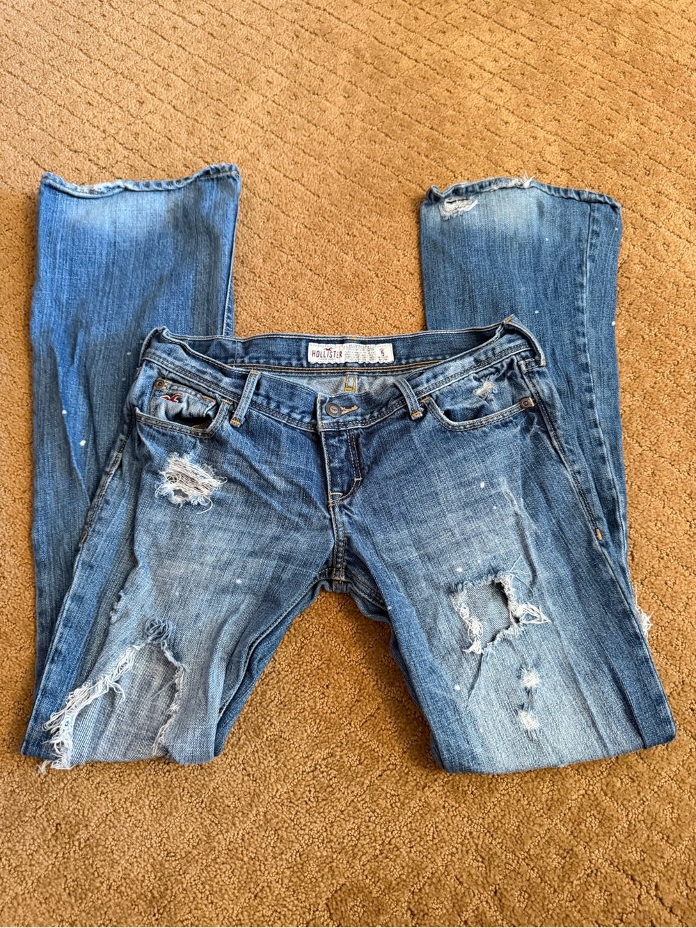 Vintage Hollister Super Low Rise Distressed Dark Wash Bootcut Jeans Women’s 5